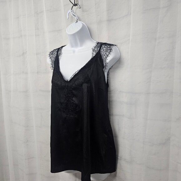 Express Tank Black Grunge Indie Y2K Goth Whimsigoth Dark Fairy Satin Lace L - Picture 6 of 13